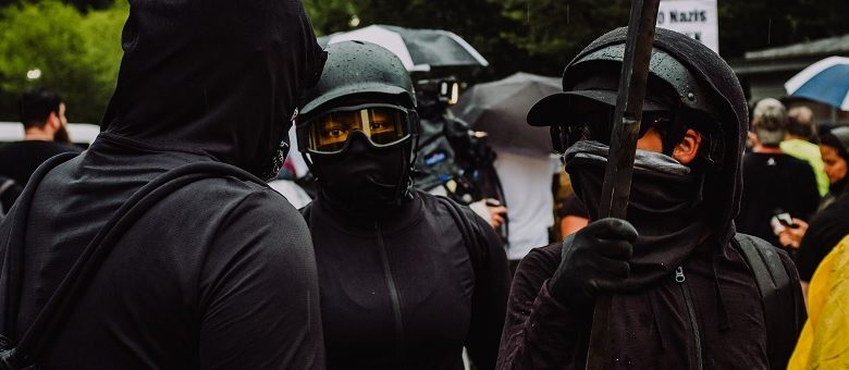 Antifa counter protesters outside Lafayette Square during Unite the Right 2 44004255431