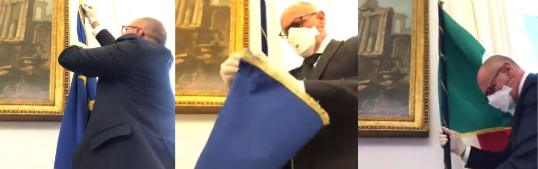Kijk hier: Vicevoorzitter Italiaanse Kamer is het zat en haalt EU-vlag weg