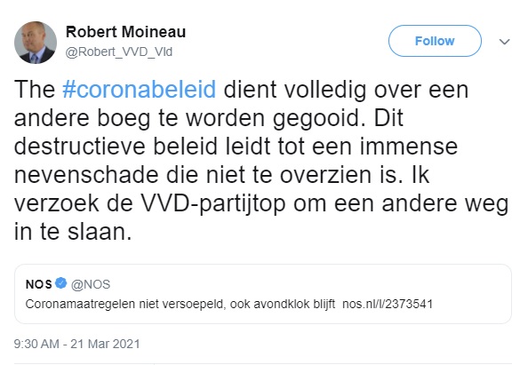 VVD'er spreekt zich uit tegen 'destructieve' coronabeleid: 'Schade is niet te overzien' 2 vvd