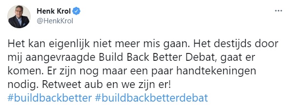 Komt er toch een Build Back Better-debat? Meer dan 40.000 handtekeningen voor burgerinitiatief 3 build back better