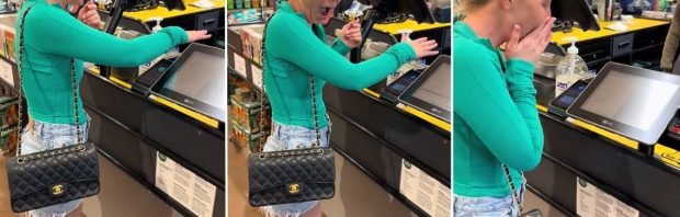 Kijk: vrouw zo blij als een kind nadat ze met haar hand betaalt in supermarkt