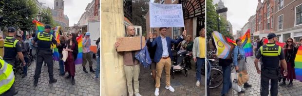 Gideon van Meijeren demonstreert tegen seksuele indoctrinatie van kinderen en wordt weggestuurd door politie