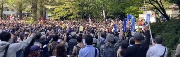 Kijk: Protesten breken uit, Japan staat op tegen WHO en ‘Nieuwe Wereldorde’
