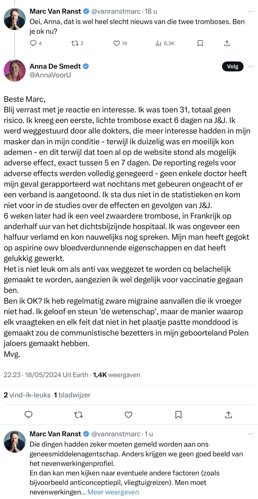 Marc van Ranst steekt de draak met vaccinatieslachtoffer: 'Na mijn veilige vaccinaties kreeg ik 2 zware trombones' 2 van ranst