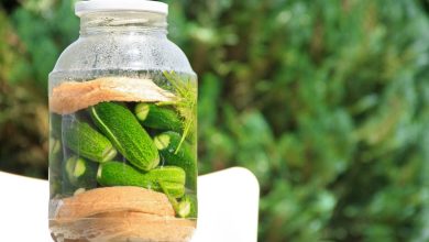 Pot met gefermenteerd voedsel zoals zuurkool op een houten tafel