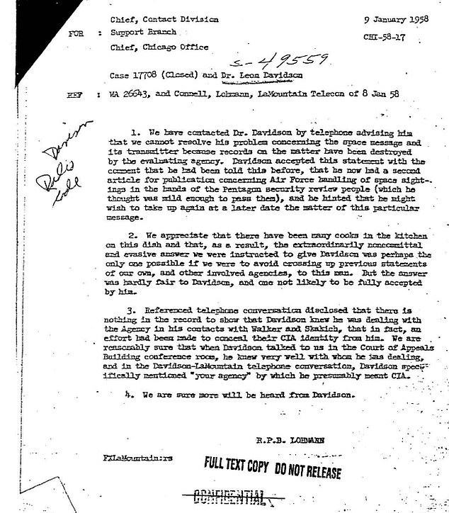 UFO-bestanden Pentagon onthullen: CIA vernietigde 'bericht uit de ruimte' 6 fo
