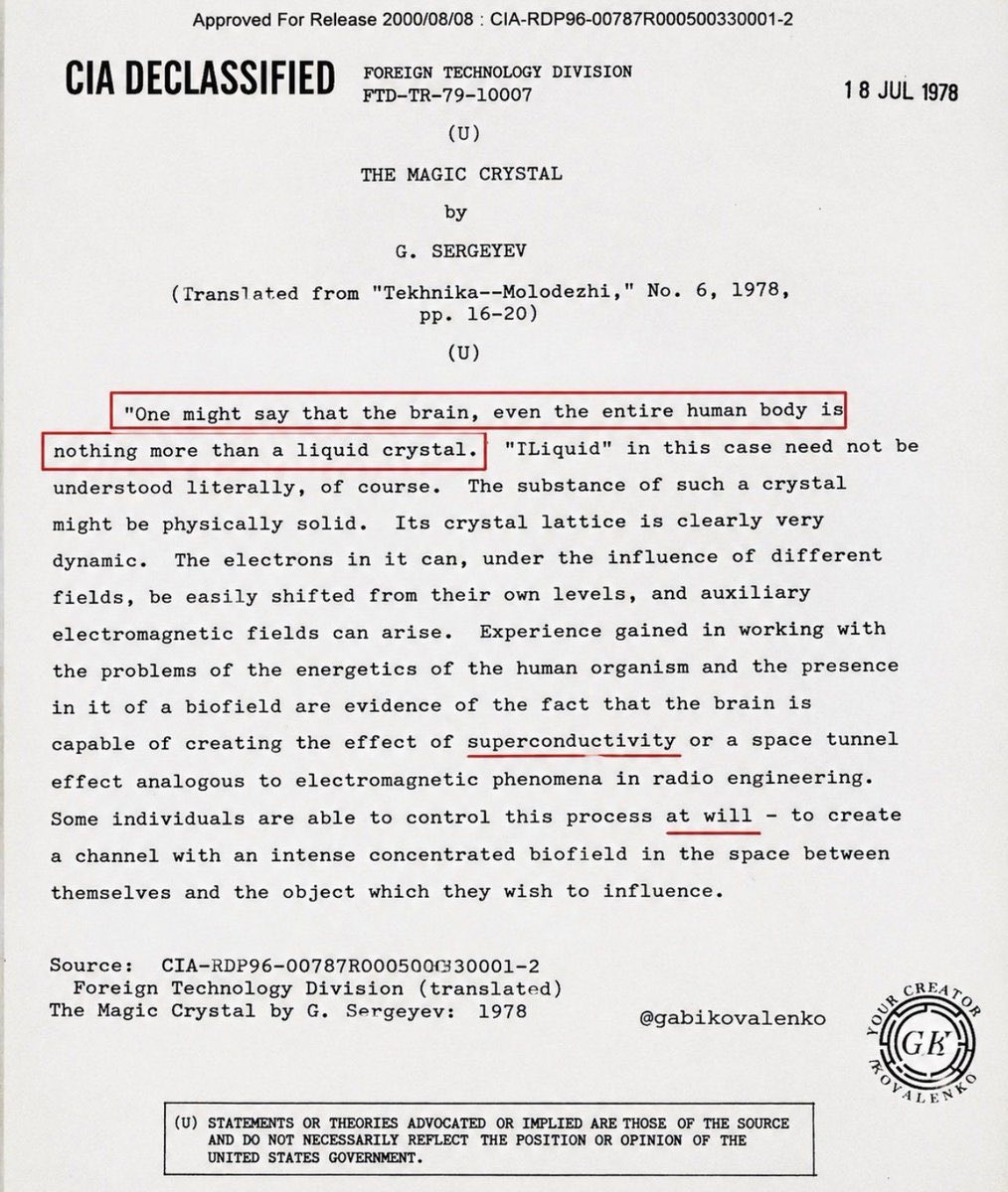 CIA-document over mens als 'vloeibaar kristal' vrijgegeven: wat wist de overheid over energievelden? 2 cia