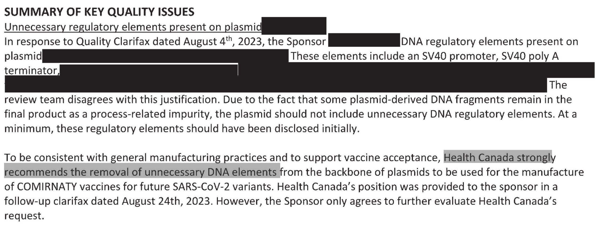Vrijgegeven e-mails: Canada waarschuwde Pfizer voor DNA-vervuiling — Pfizer weigerde aanpassing 2 canada